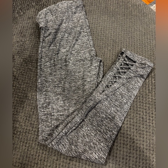 Gray Heathered Leggings with Lace-Up Detail size small - Picture 1 of 1